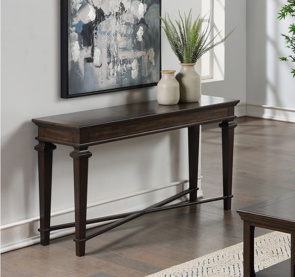 English Elm Traditional Classic End Table with Storage Drawer and Open Shelf Birch Veneer Finish for Living Room Espresso 61 L x 22.25 W x 8.25 H B011P291539