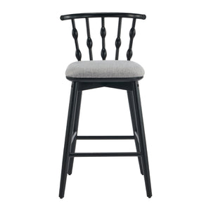 English Elm Christopher Knight Home® - Doria Sculptural Hourglass Back Barstool Set of 2 — Durable Rubberwood Frame, Plush Fabric Seat, Stylish Modern Appeal Black,Grey N775P299416B