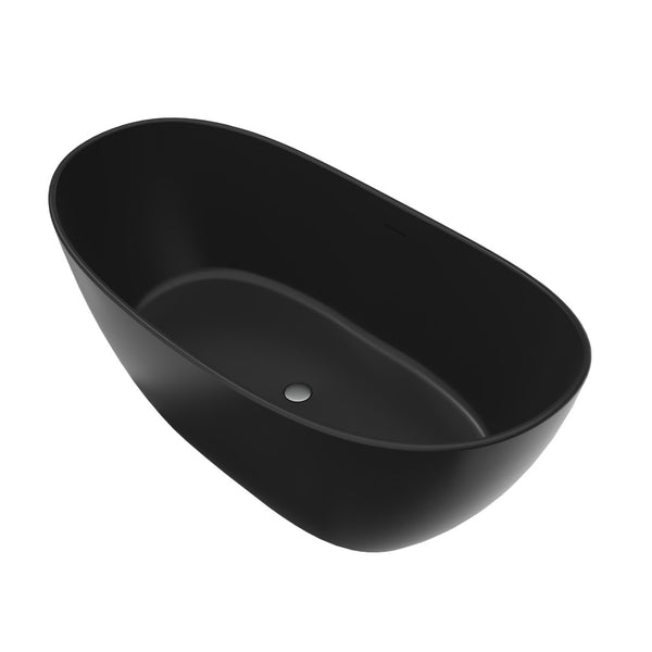 English Elm 65 Inch Freestanding Soaking Tub Solid Surface Matte White Spa Ergonomic Bath W1613P358130