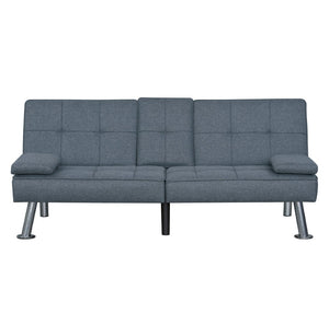 English Elm Modern Tufted Charcoal Futon Sofa Bed with Usb Charging and Built-in Cupholders B011P484416