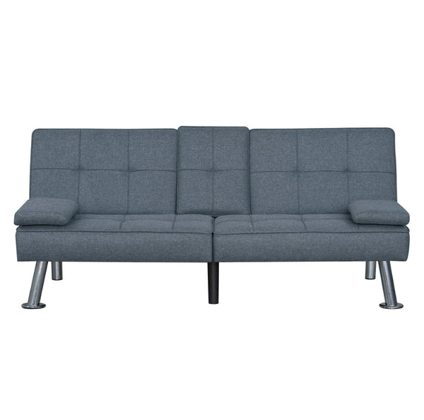 English Elm Modern Tufted Charcoal Futon Sofa Bed with Usb Charging and Built-in Cupholders B011P484416
