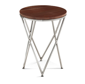 Basset Mirror Thiago Accent Table: Modern Glam With Unique Red Marble Top & Stylish Chrome Geometric Base Brown Marble,Steel 8655-lr-223