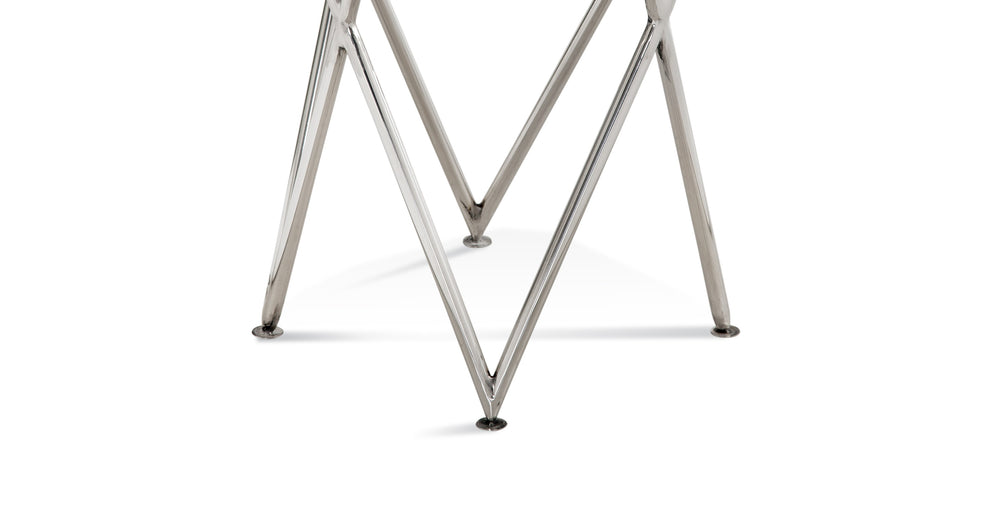 Basset Mirror Thiago Accent Table: Modern Glam With Unique Red Marble Top & Stylish Chrome Geometric Base Brown Marble,Steel 8655-lr-223