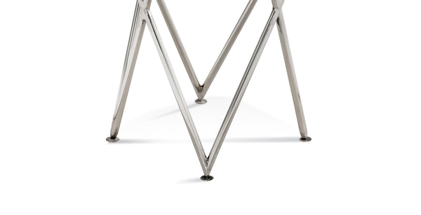 Basset Mirror Thiago Accent Table: Modern Glam With Unique Red Marble Top & Stylish Chrome Geometric Base Brown Marble,Steel 8655-lr-223
