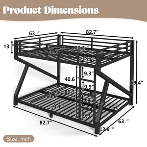 English Elm Twin Xl Over Queen Metal Bunk Bed Low Profile Steel Frame for Guest Rooms W5305S00034