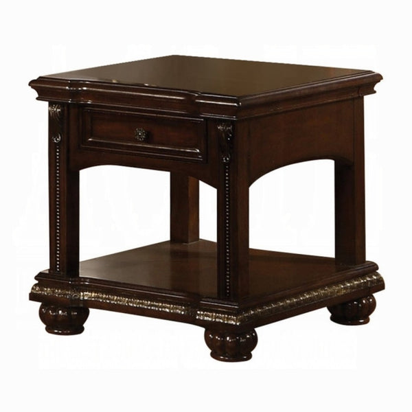 English Elm Anondale Cherry Veneer End Table with Drawer and Shelf for Traditional Living Rooms B2726P478065