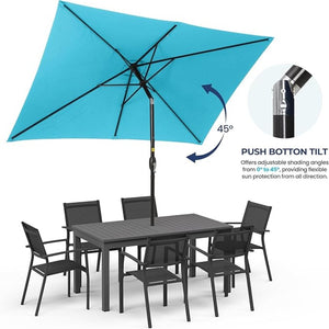 English Elm 6.5 X 10 Ft Rectangular Outdoor Patio Umbrella with Crank Tilt Uv Resistant Canopy Turquoise B082P454957