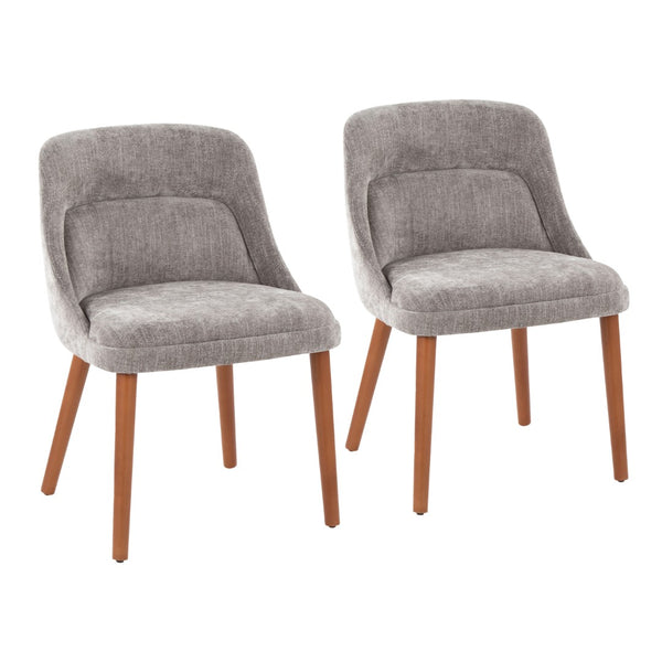 English Elm Chair Set of 2 Mid-century Modern Upholstered Dining Accent with Tapered Wood Legs Grey B202P471336