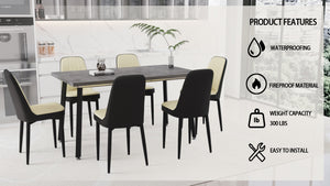 English Elm 55.12-70.87" Expandable Dining Table Set With 6 Plush Chairs - Modern, Stylish, And Versatile Design W2189S00397