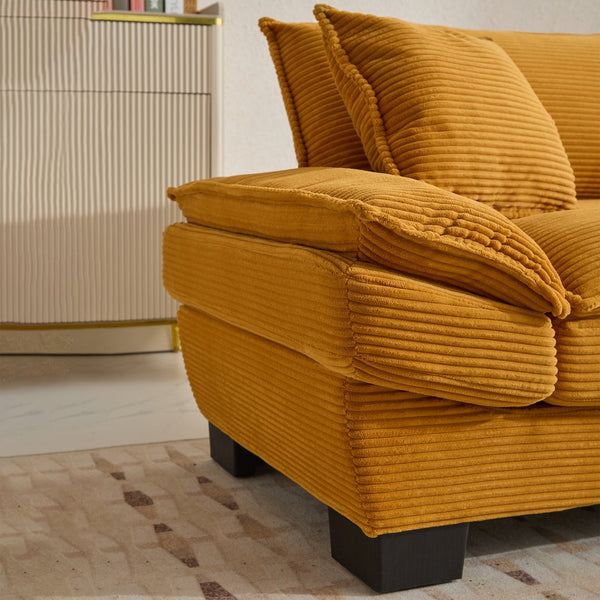 English Elm Corduroy Stylish Sleeper Sofa Loveseat with Dual-Layer Cushions & Two Support Pillows, Sturdy Frame Yellow W676P184141