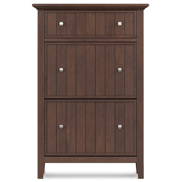 English Elm Acadian Solid Wood Entryway Shoe Cabinet with Tilt Doors Tapered Legs Brunette Finish B136P436049