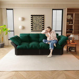 English Elm 74.8" Queen Pull Out Sofa Bed - Stylish 3-In-1 Convertible Velvet Loveseat With Pillows For Comfort W1885S00217