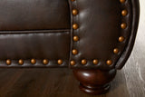 English Elm Leinster Faux Leather Upholstered Nailhead Sofa, Loveseat, and Chair Set