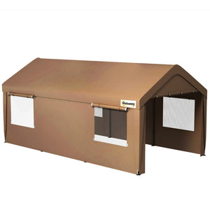 English Elm Outsunny 10x20 Portable Carport Galvanized Steel Frame Uv Canopy with Ventilated Windows W2225P229100