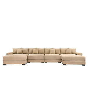 English Elm 170"Oversized Modular U-Shape Sectional Couch - Premium Corduroy, Deep Seats, 12 Pillows, Easy Assembly! W714S01312