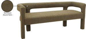 Athena Olive Green Boucle Fabric Bench 865Olive Meridian Furniture