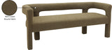 Athena Olive Green Boucle Fabric Bench 865Olive Meridian Furniture