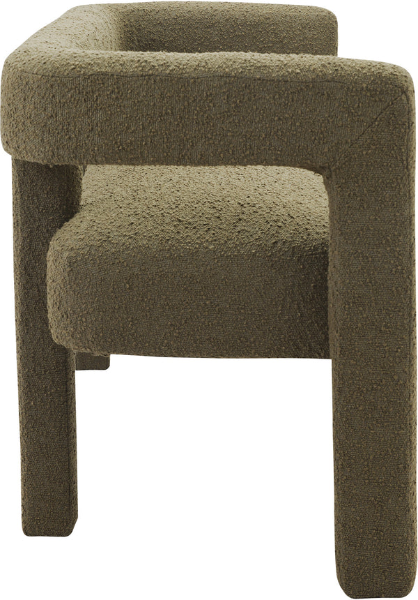 Athena Olive Green Boucle Fabric Bench 865Olive Meridian Furniture
