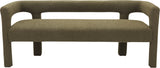 Athena Olive Green Boucle Fabric Bench 865Olive Meridian Furniture