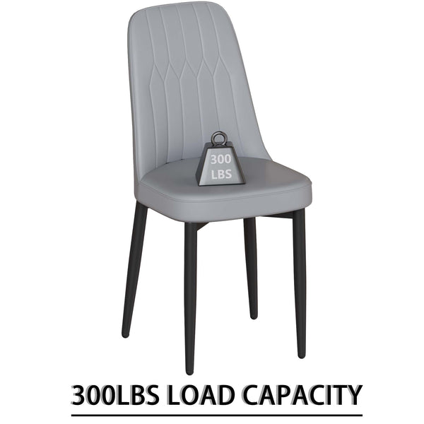 English Elm 55 Modern 4-Person MDF Dining Table Set with Sturdy Black Metal Legs and Padded PU Chairs for Families Grey+White W2189S00733