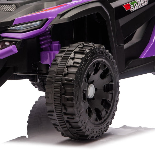 English Elm 24v Kids Utv Ride on with Dual 80w Motors Remote Control and Four Wheel Suspension Purple+Black W1578P343323