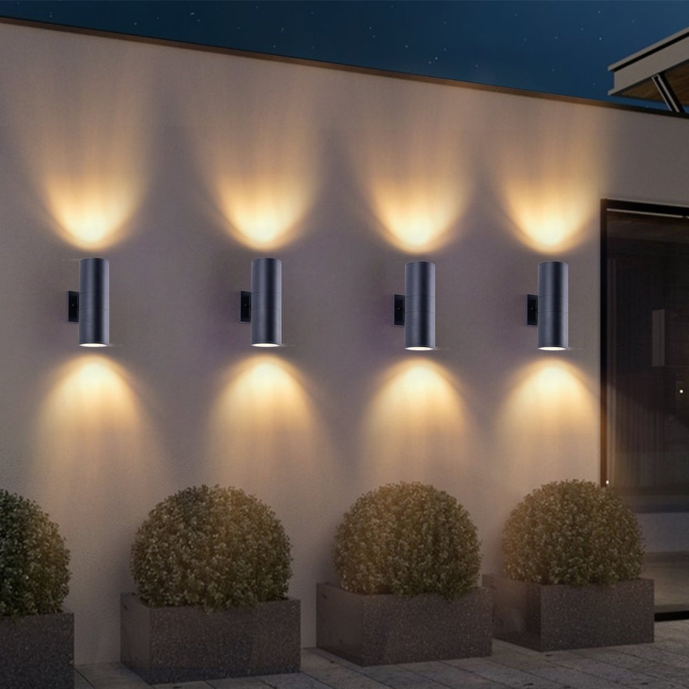 English Elm 12in Matte Black Aluminum Outdoor Wall Sconces up Down Lighting for Porch Patio Set of 4 W2312P416007
