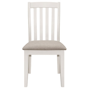 English Elm Doches Off White Wood Dining Side Chairs Set of 2 with Upholstered Seats Slatted Back Comfortable Style B062P378346