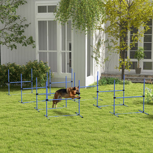 English Elm PawHut Dog Agility Training Set — 8 Adjustable Jump Bars with Portable Carry Bag for Easy Practice Blue W2225P217631