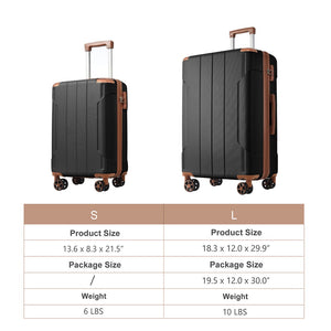 English Elm Hardshell Abs 2 Piece Luggage Set with Tsa Lock Spinner Wheels Carry on Travel Black Brown N730P306666A