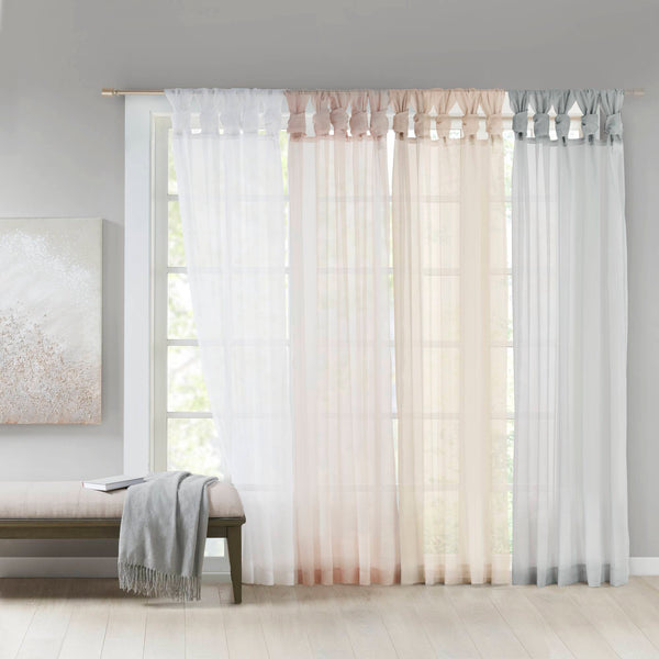 JLA Home Madison Park - Twist Voile Sheer Panels with Twist-Tab Header, OEKO-TEX Certified, Soft Draping Light Filter Ivory MP40-7372