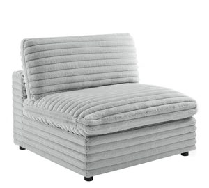 English Elm Jenny 6-Piece Modular Sectional in Plush Gray Cord-Like Polyester — Hardwood Frame, Down-Blend Comfort B050S00022