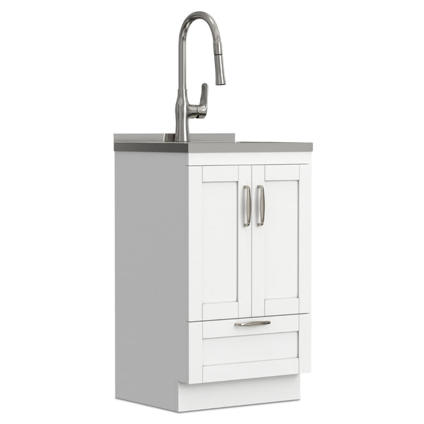 English Elm Darwin Stainless Steel Utility Sink with Shaker Cabinet for Laundry and Garage B136P427210