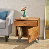 Christopher Knight Home® - Noble House - Alderbrook Mid-Century Industrial Acacia Wood Side Table, Natural and Gray