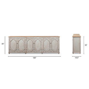 English Elm Colette Reclaimed Pine Six Door Sideboard Wide Farmhouse Storage for Dining Rooms B2719P489278