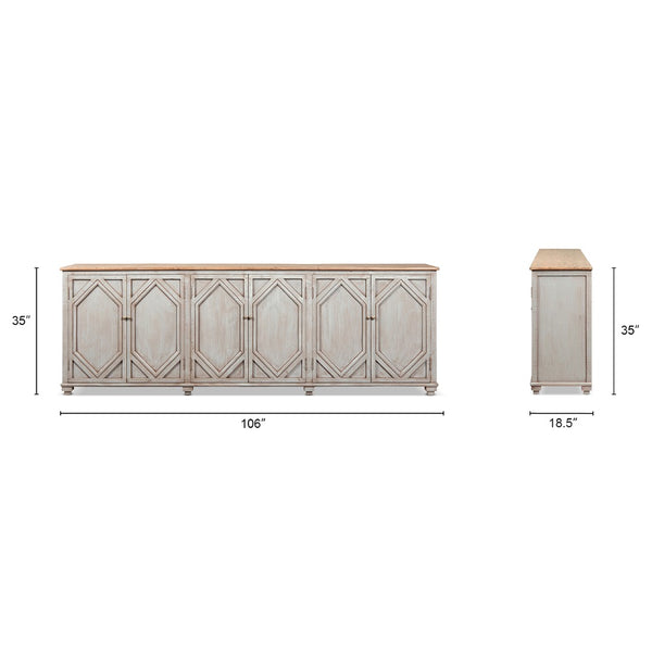 English Elm Colette Reclaimed Pine Six Door Sideboard Wide Farmhouse Storage for Dining Rooms B2719P489278