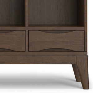 English Elm Harper Walnut Brown 6-Cube Storage with 3 Drawers - Handcrafted Wood Cabinet, Tapered Legs, 48" B136P238612