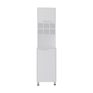 English Elm Attica 80" High Double Cabinet Pantry with Six Spice Cubbies, Four Shelves, Sleek White MDF Storage B200P286954