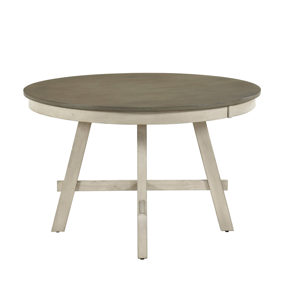 English Elm Rustic Round 48" Dining Table in Antique White & Greywash Finish – Farmhouse Chic, Seats 4, Durable B011P401436