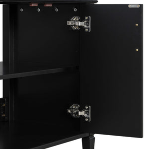 English Elm 36 Inch Freestanding Bathroom Vanity Sage Pine Cabinet Gold Hardware Ceramic Sink Black N725P366466B