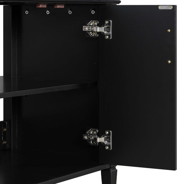 English Elm 36 Inch Freestanding Bathroom Vanity Sage Pine Cabinet Gold Hardware Ceramic Sink Black N725P366466B