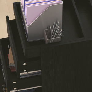 English Elm HOMCOM Mobile 3-Drawer Office Storage Cabinet with Removable Top Tray, Locking Wheels, Space-Saving Design Walnut W2225P217757