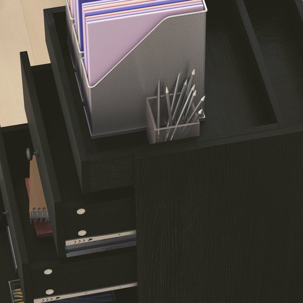 English Elm HOMCOM Mobile 3-Drawer Office Storage Cabinet with Removable Top Tray, Locking Wheels, Space-Saving Design Walnut W2225P217757