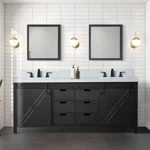 English Elm Brown Double Bath Vanity 80" W x 22" D with Cultured Marble Top, Soft-Close Drawers, Mirrors Included B2731S00904