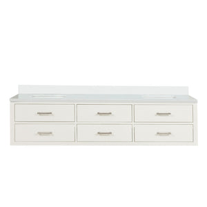 English Elm White Double Bath Vanity 80" W X 22" D With Elegant Quartz Top, Soft-Close Drawers, & Modern Design B2731P258123-GIGA