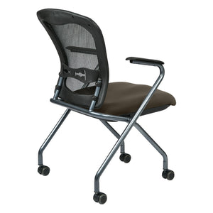 OSP Home Furnishings Deluxe Nesting Armchair with Mesh Back Lumbar Support for Office and Meeting Rooms Java 84440-R102