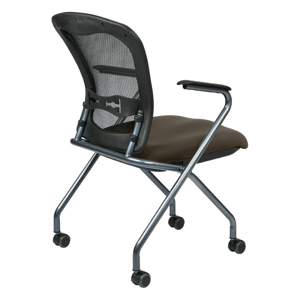 OSP Home Furnishings Deluxe Nesting Armchair with Mesh Back Lumbar Support for Office and Meeting Rooms Java 84440-R102
