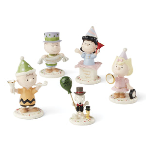 Lenox Happy New Year Peanuts Five Piece Porcelain Figurine Set with Gold Accent Detail 866598