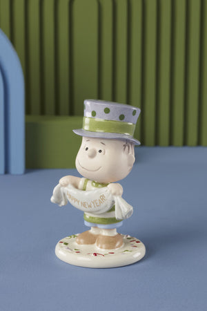 Lenox Happy New Year Peanuts Five Piece Porcelain Figurine Set with Gold Accent Detail 866598