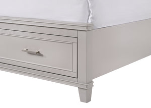 English Elm King Solid Wood Storage Bed with X Headboard, Poplar & Rubberwood Frame, Transitional Design Elegance Gray 84 L x 19.75 W x 17 H B2699S00030