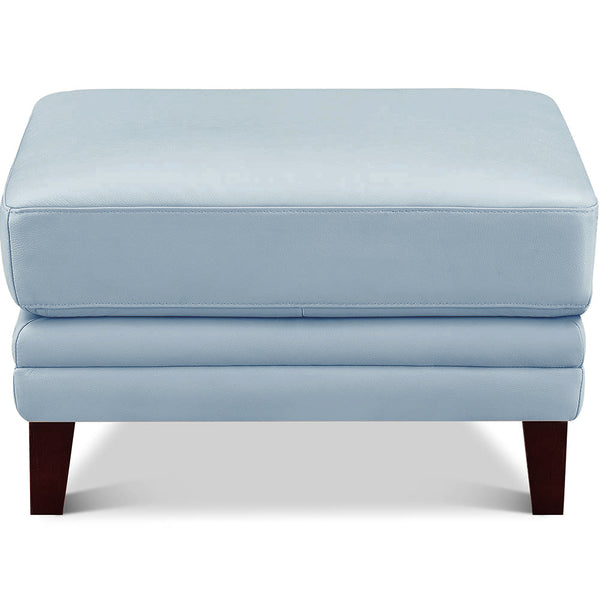 English Elm Arvo Leather Ottoman with Pocket Coil Cushions, Feather & Memory Foam Comfort, Durable Frame (30x23x14.5) Blue B2705P338113